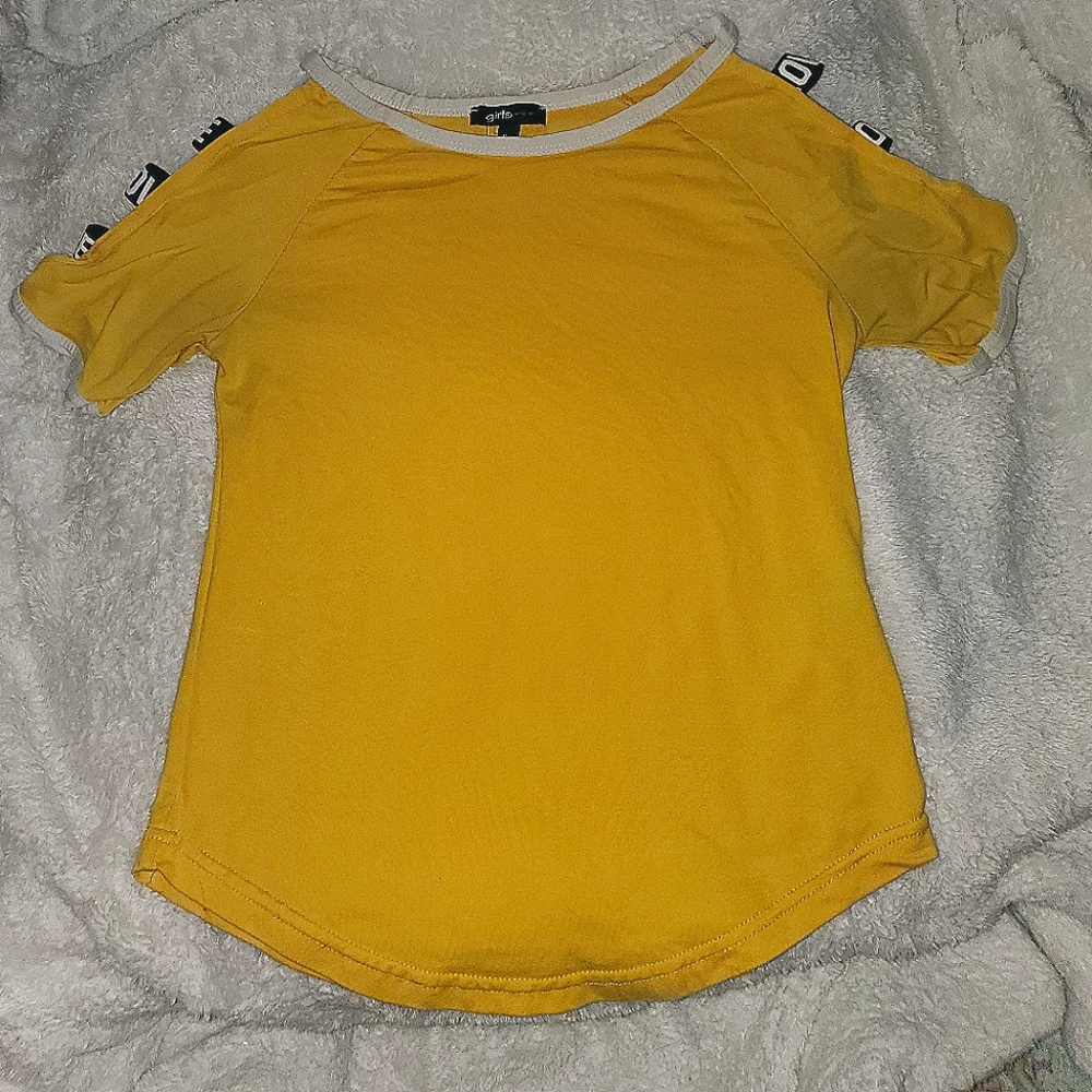 Yellow Open Shoulder Girls Shirt Size 12 in Kids
